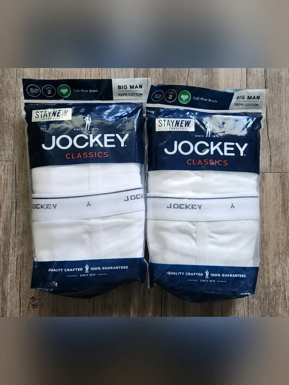 Jockey Big Mans Classics Briefs size 52 White 2 Pack (2) New Y-front fly
